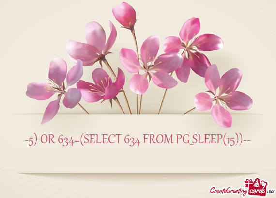 5) OR 634=(SELECT 634 FROM PG_SLEEP(15))