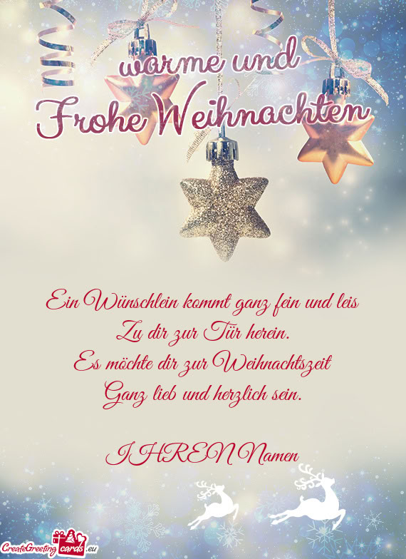 Es möchte dir zur Weihnachtszeit