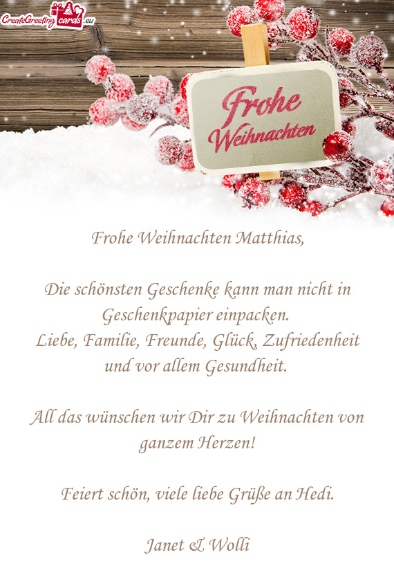 Frohe Weihnachten Matthias