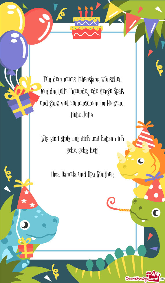 Für dein neues Lebensjahr wünschen wir dir tolle Freunde, jede Menge Spaß und ganz viel Sonnensch