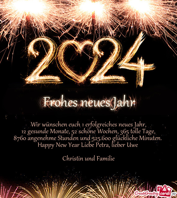 Happy New Year Liebe Petra, lieber Uwe