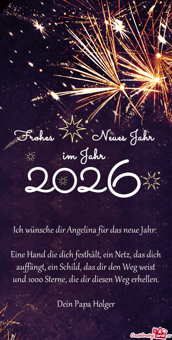 Ich wünsche dir Angelina für das neue Jahr