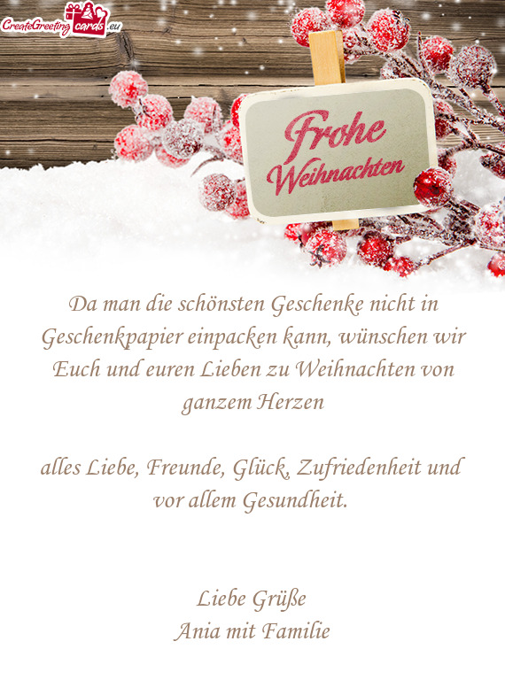 Lieben zu Weihnachten von ganzem Herzen