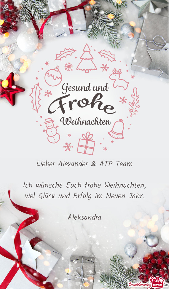 Lieber Alexander & ATP Team