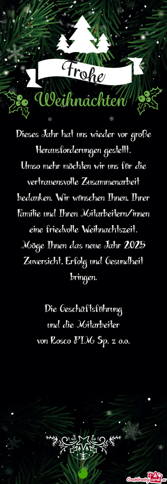 Möge Ihnen das neue Jahr 2025 Zuversicht, Erfolg und Gesundheit bringen