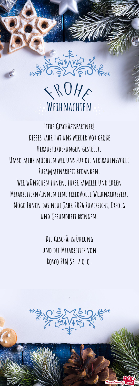 Möge Ihnen das neue Jahr 2026 Zuversicht, Erfolg und Gesundheit bringen