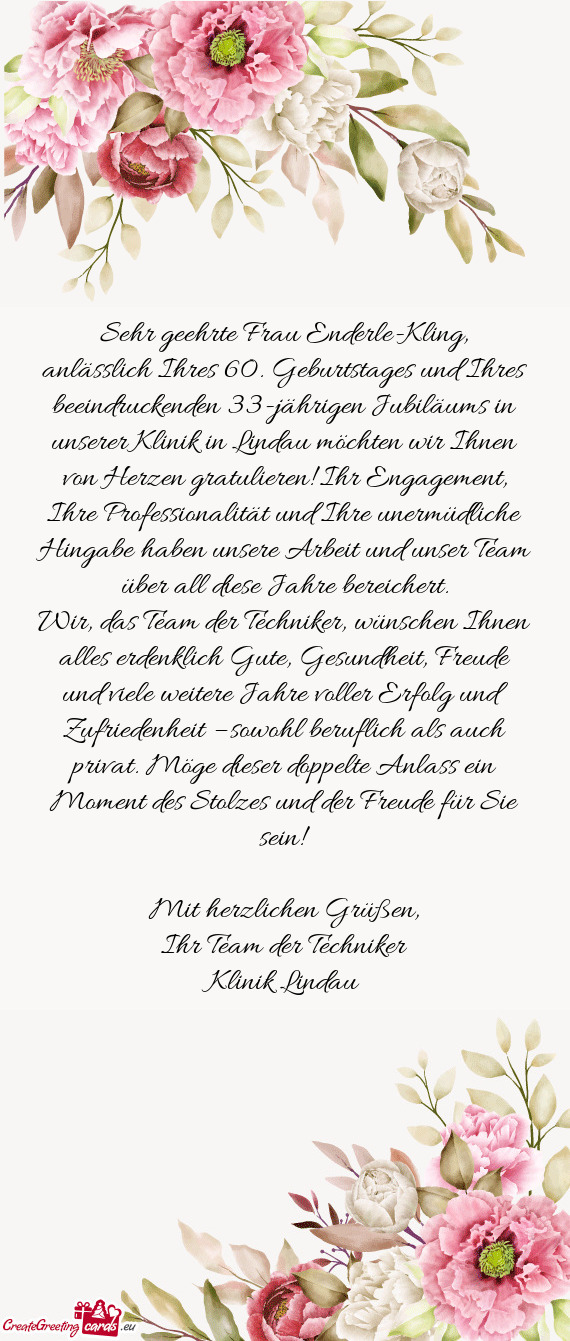 Sehr geehrte Frau Enderle-Kling
