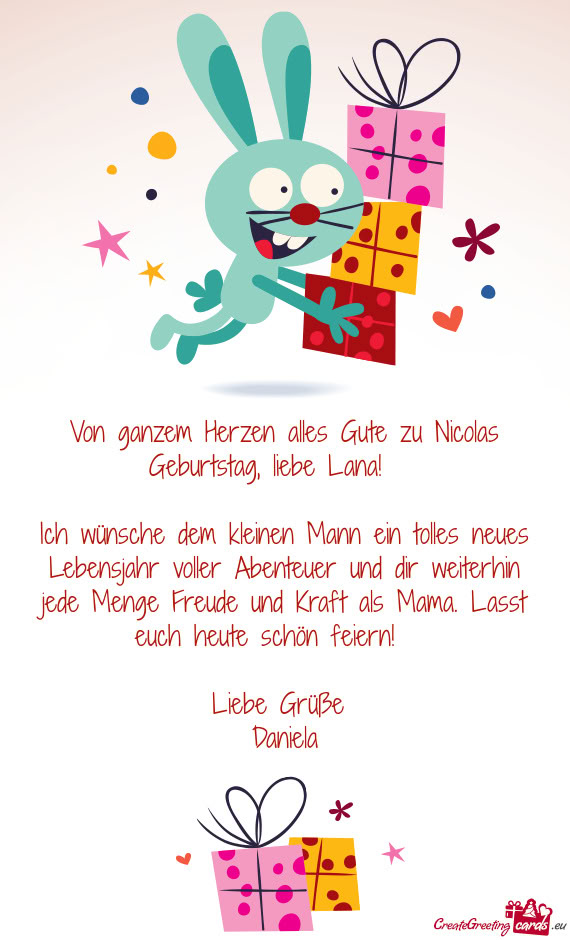 Von ganzem Herzen alles Gute zu Nicolas Geburtstag, liebe Lana! 💕