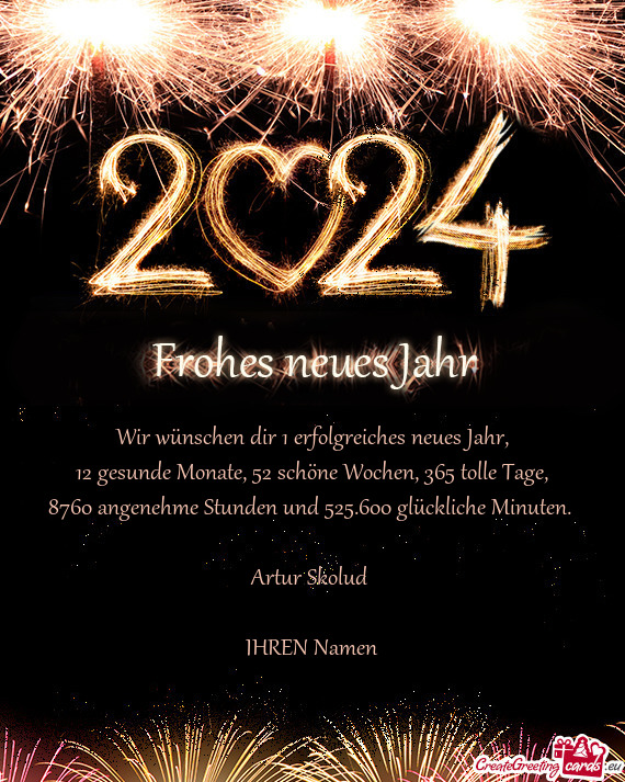 Wir wünschen dir 1 erfolgreiches neues Jahr