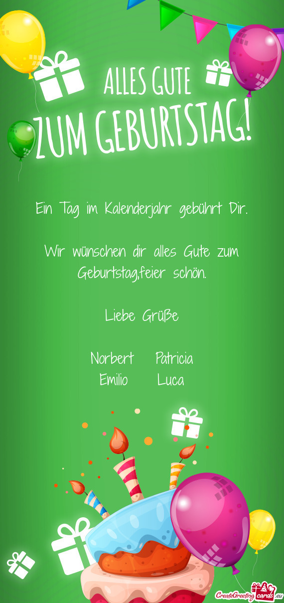 Wir wünschen dir alles Gute zum Geburtstag,feier schön