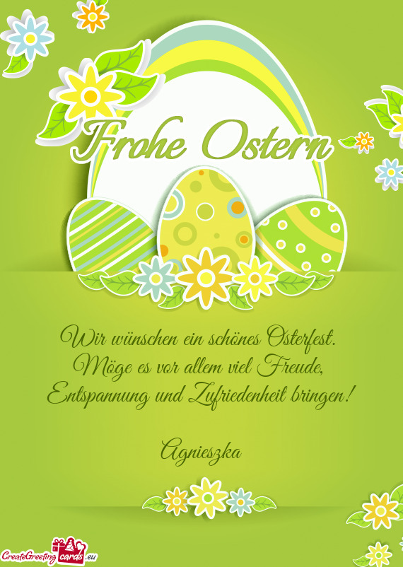 Wir wünschen ein schönes Osterfest