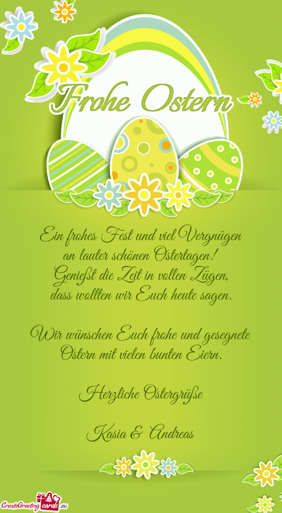 Wir wünschen Euch frohe und gesegnete Ostern mit vielen bunten Eiern