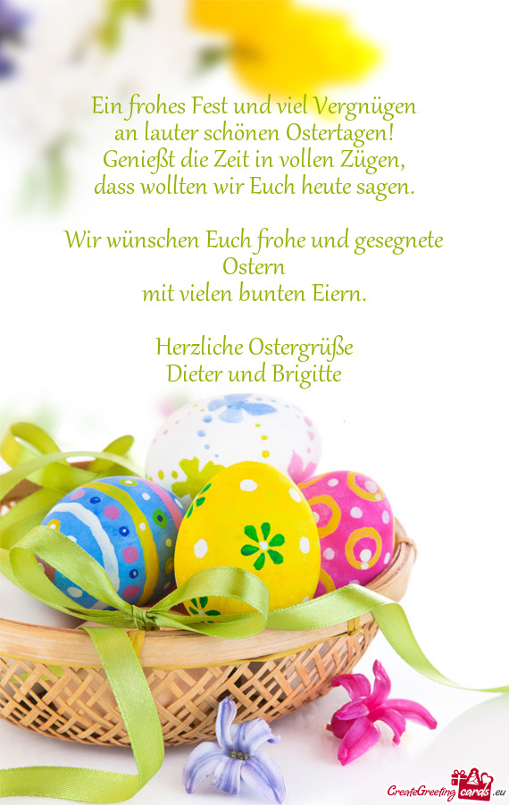 Wir wünschen Euch frohe und gesegnete Ostern