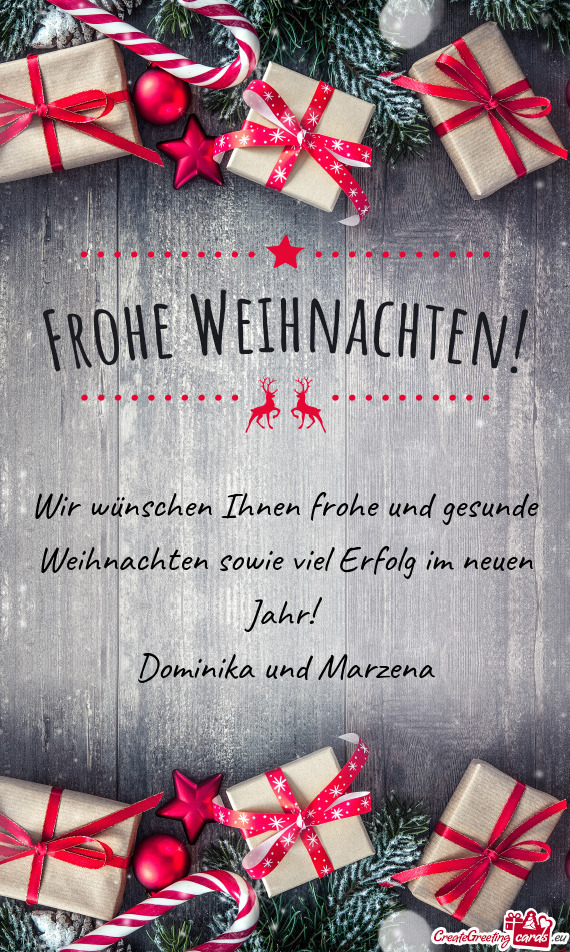 Wir wünschen Ihnen frohe und gesunde Weihnachten sowie viel Erfolg im neuen Jahr