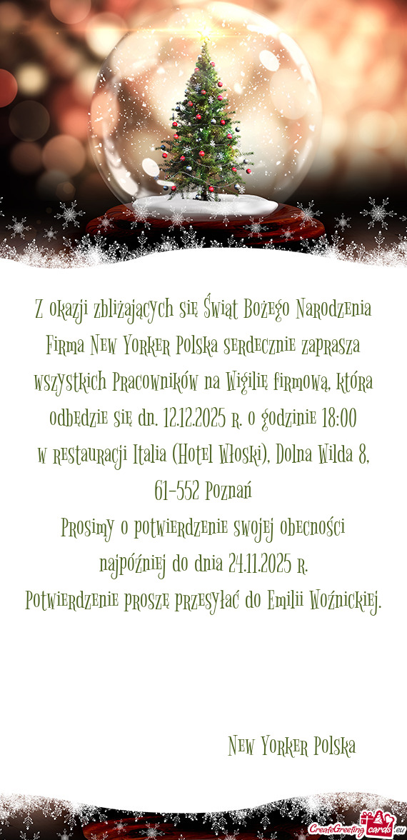 Z okazji zbliżających się Świąt Bożego Narodzenia