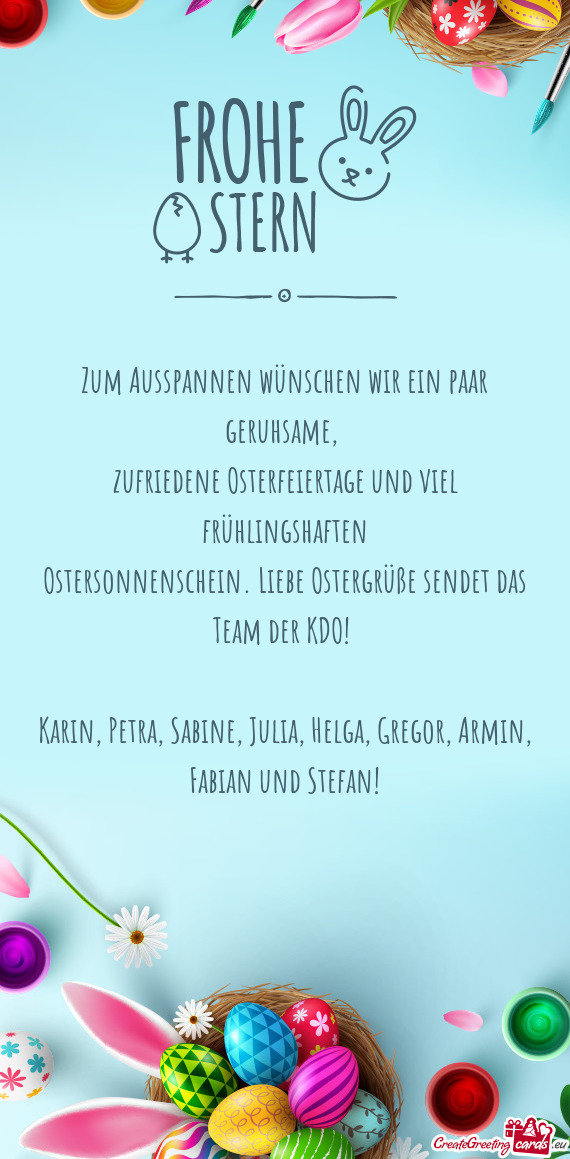 Zufriedene Osterfeiertage und viel frühlingshaften