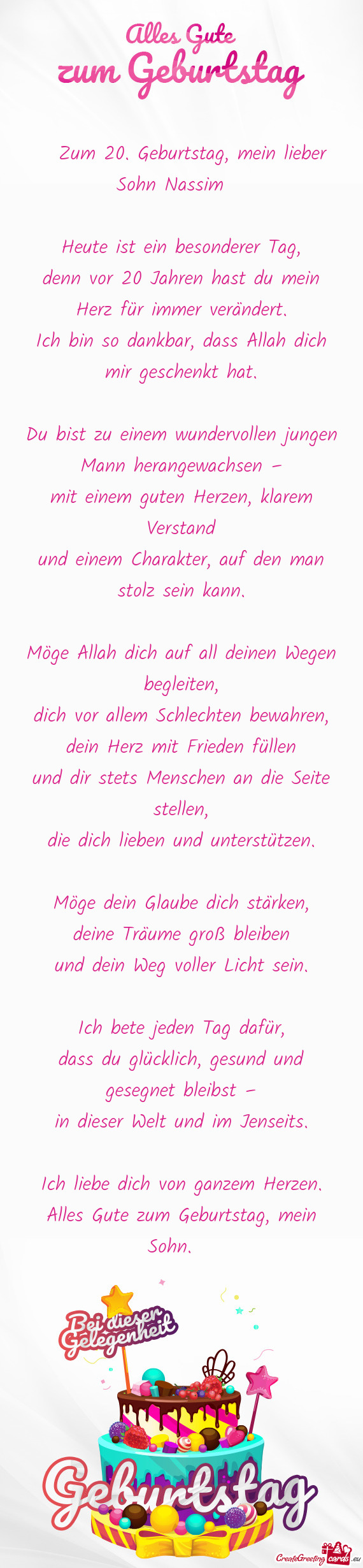 🌙 Zum 20. Geburtstag, mein lieber Sohn Nassim 🌙