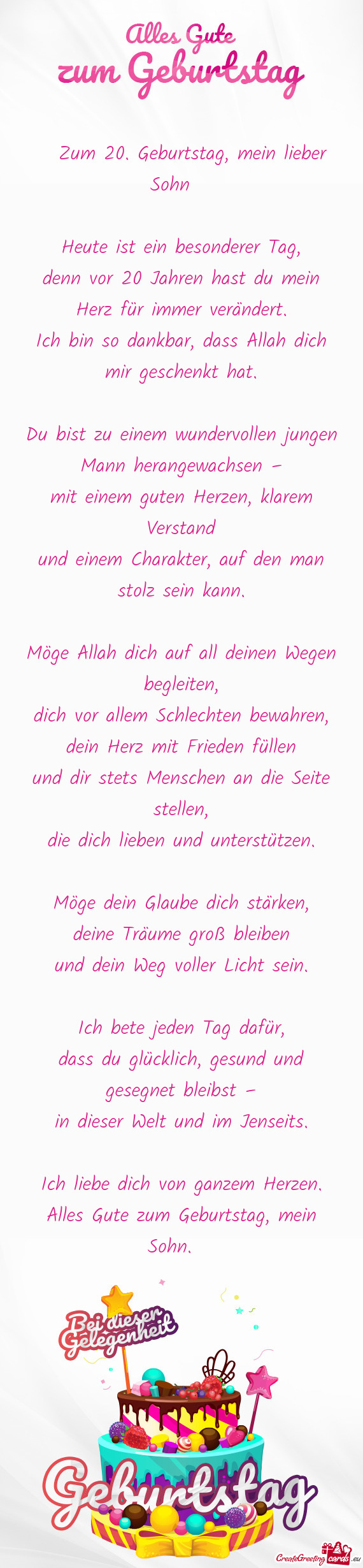 🌙 Zum 20. Geburtstag, mein lieber Sohn 🌙