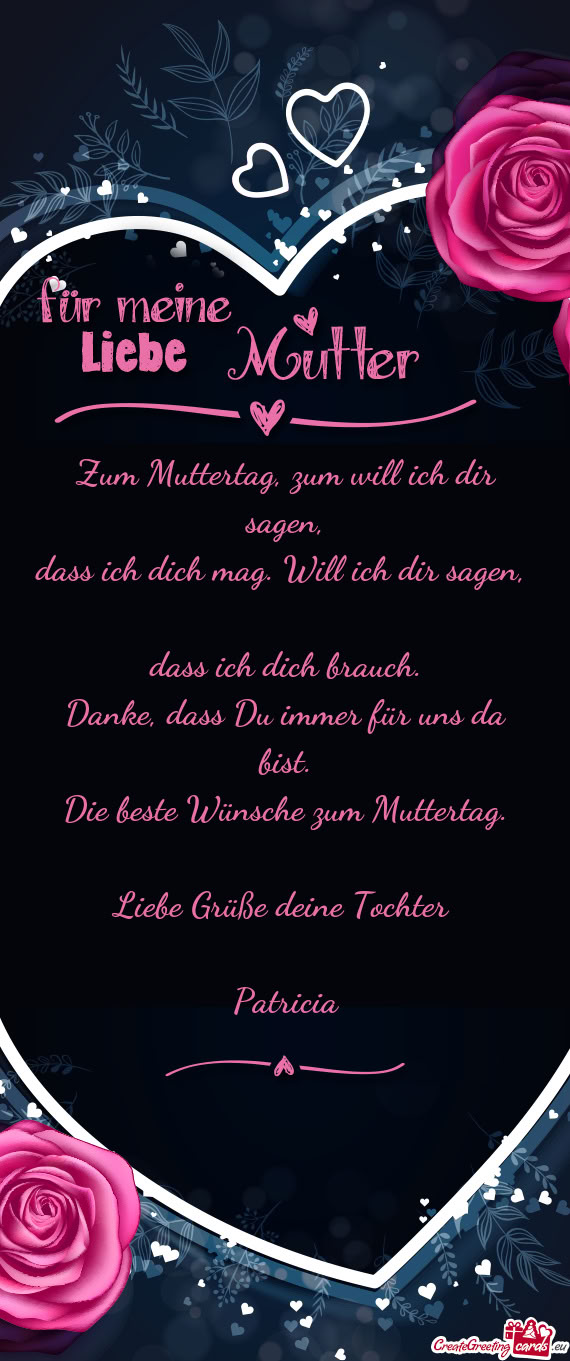 Zum Muttertag, zum will ich dir sagen