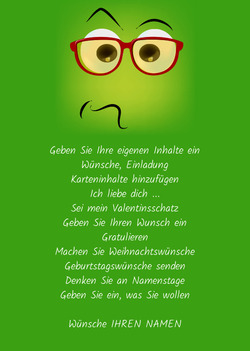 Grünes Gesichtssymbol mit Brille
